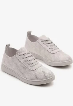 Szare Tenisówki z Perforowaną Cholewką Ellivene