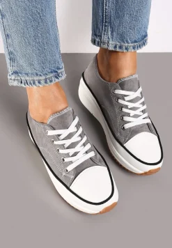 Szare Trampki na Wysokiej Platformie z Ozdobnym Bieżnikiem Nevelisse