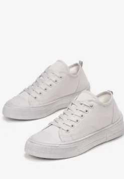 Szare Trampki z Krótką Cholewką i Sznurowaniem Nonor