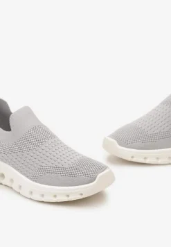 Szare Wsuwane Buty Sportowe z Elastyczną Cholewką do Kostki Asigruna