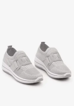 Szare Wsuwane Buty Sportowe na Niewysokim Koturnie Wianara