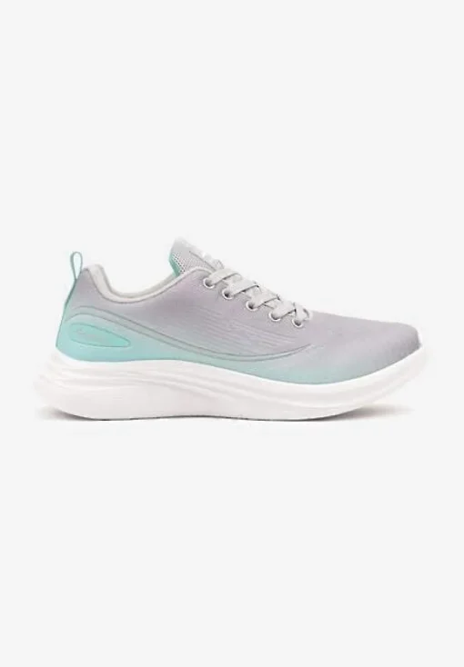 Szaro-Miętowe Buty Sportowe Sneakersy Siateczkowe na Podeszwie z Pianki Rellica