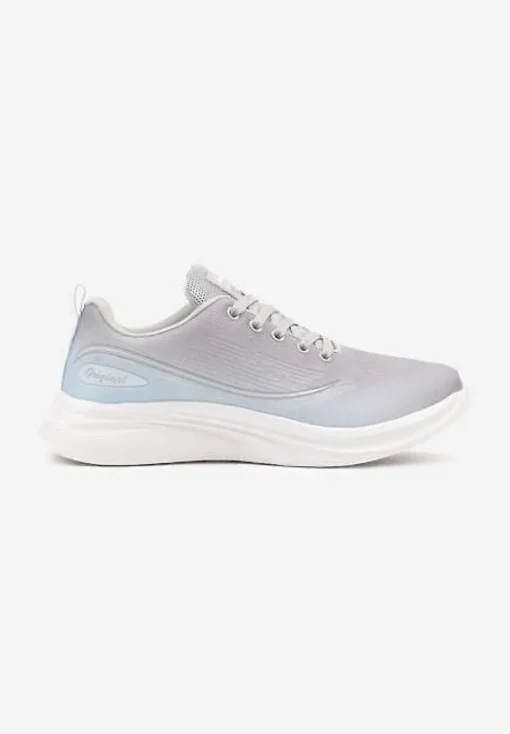 Szaro-Niebieskie Buty Sportowe Sneakersy Siateczkowe na Podeszwie z Pianki Rellica