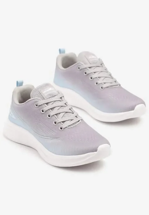 Szaro-Niebieskie Buty Sportowe Sneakersy Siateczkowe na Podeszwie z Pianki Rellica