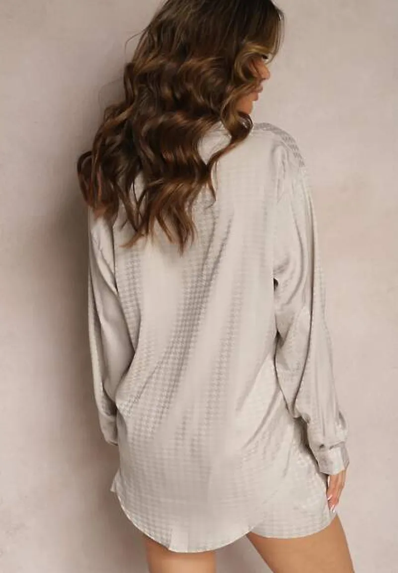 Szary 2-częściowy Komplet z Koszulą i Szortami Logsia