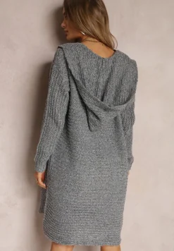 Szary Kardigan z Kapturem Ritva