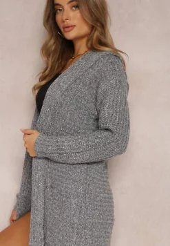 Szary Kardigan z Kapturem Ritva