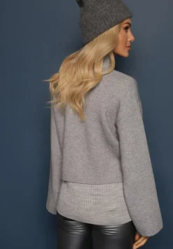 Szary Kardigan z Wiskozą na Metalowe Guziki Asilya