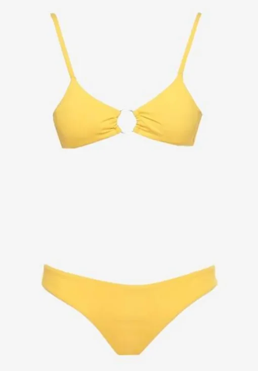 Żółte Bikini Ozdobione Okrągłą Klamrą Przy Biustonoszu Carisia