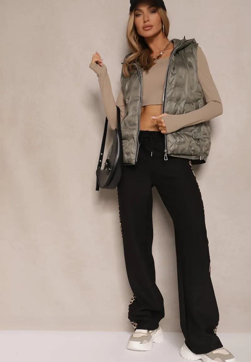 Zielona Pikowana Kamizelka z Kapturem i Ściągaczami Annialia