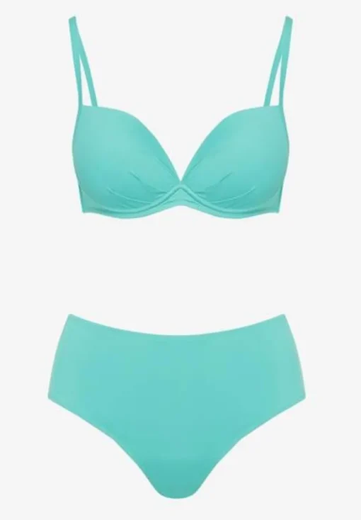 Zielone Basicowe Bikini Biustonosz i Majtki Figi Natonea