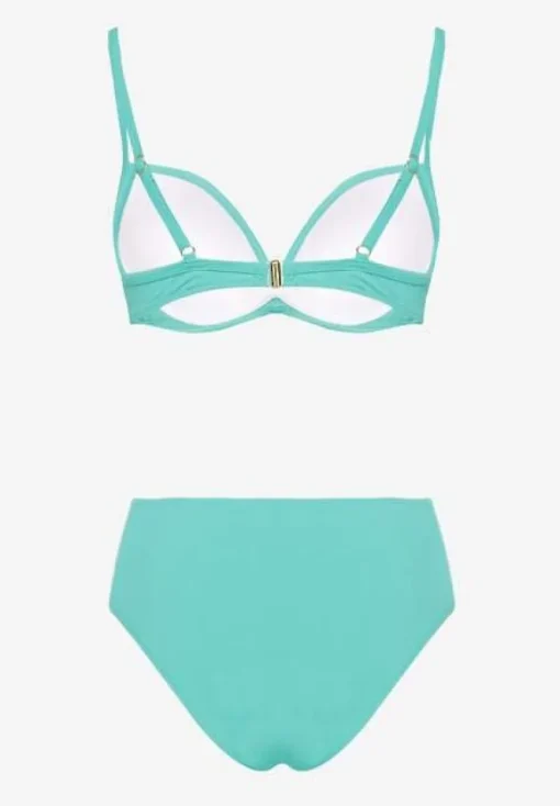 Zielone Basicowe Bikini Biustonosz i Majtki Figi Natonea