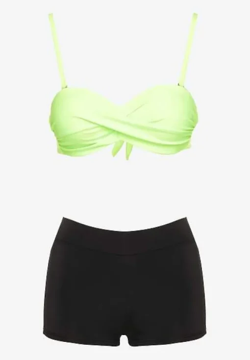 Zielone Bikini 3-częściowe Biustonosz z Wiązaniem Majtki Figi i Bokserki Vinalle