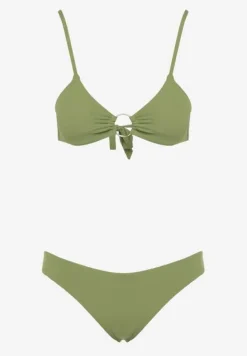 Zielone Bikini Ozdobione Okrągłą Klamrą Przy Biustonoszu Carisia