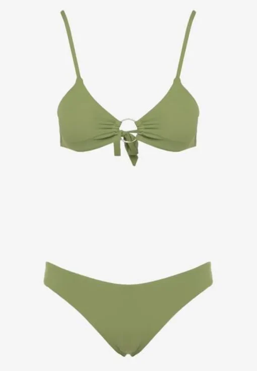 Zielone Bikini Ozdobione Okrągłą Klamrą Przy Biustonoszu Carisia