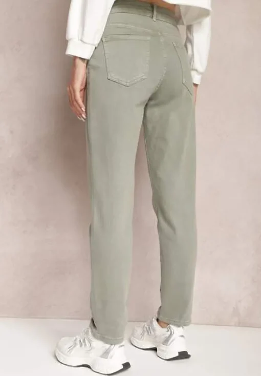 Zielone Jeansy Mom Fit High Waist Kasena