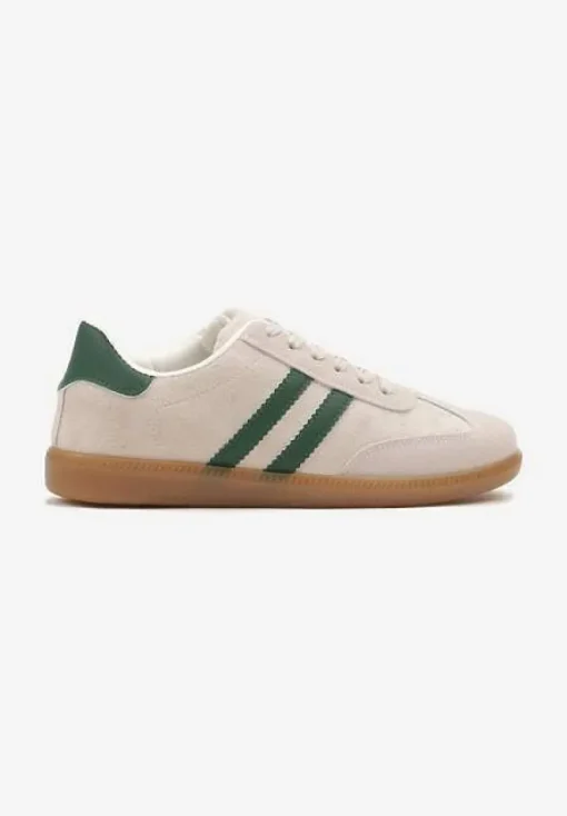 Zielone Sneakersy Typu Kultowe Tenisówki Zdobione Przeszyciami Remiana