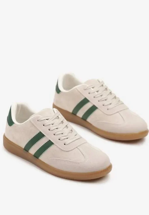 Zielone Sneakersy Typu Kultowe Tenisówki Zdobione Przeszyciami Remiana