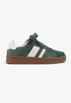 Zielono-Białe Sneakersy Typu Kultowe Tenisówki Zdobione Paskami Nevellise