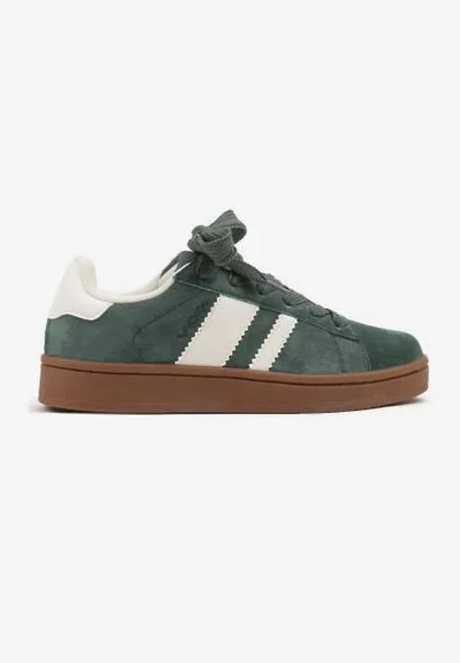 Zielono-Białe Sneakersy Typu Kultowe Tenisówki Zdobione Paskami Nevellise