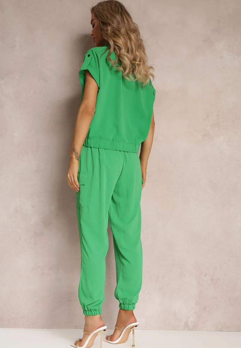 Zielony 2-częściowy Komplet z Bluzką i Spodniami Ezrala