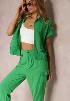 Zielony 2-częściowy Komplet z Bluzką i Spodniami Ezrala
