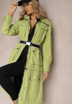 Zielony Płaszcz z Regulacją Długości Aavya