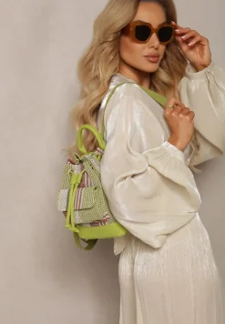 Zielony Plecak w Stylu Boho z Zapięciem na Magnes Tethase
