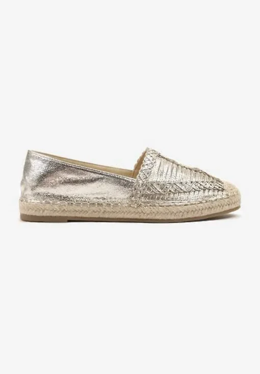 Złote Espadryle z Ozdobną Plecionką na Cholewce w Stylu Boho Adisella